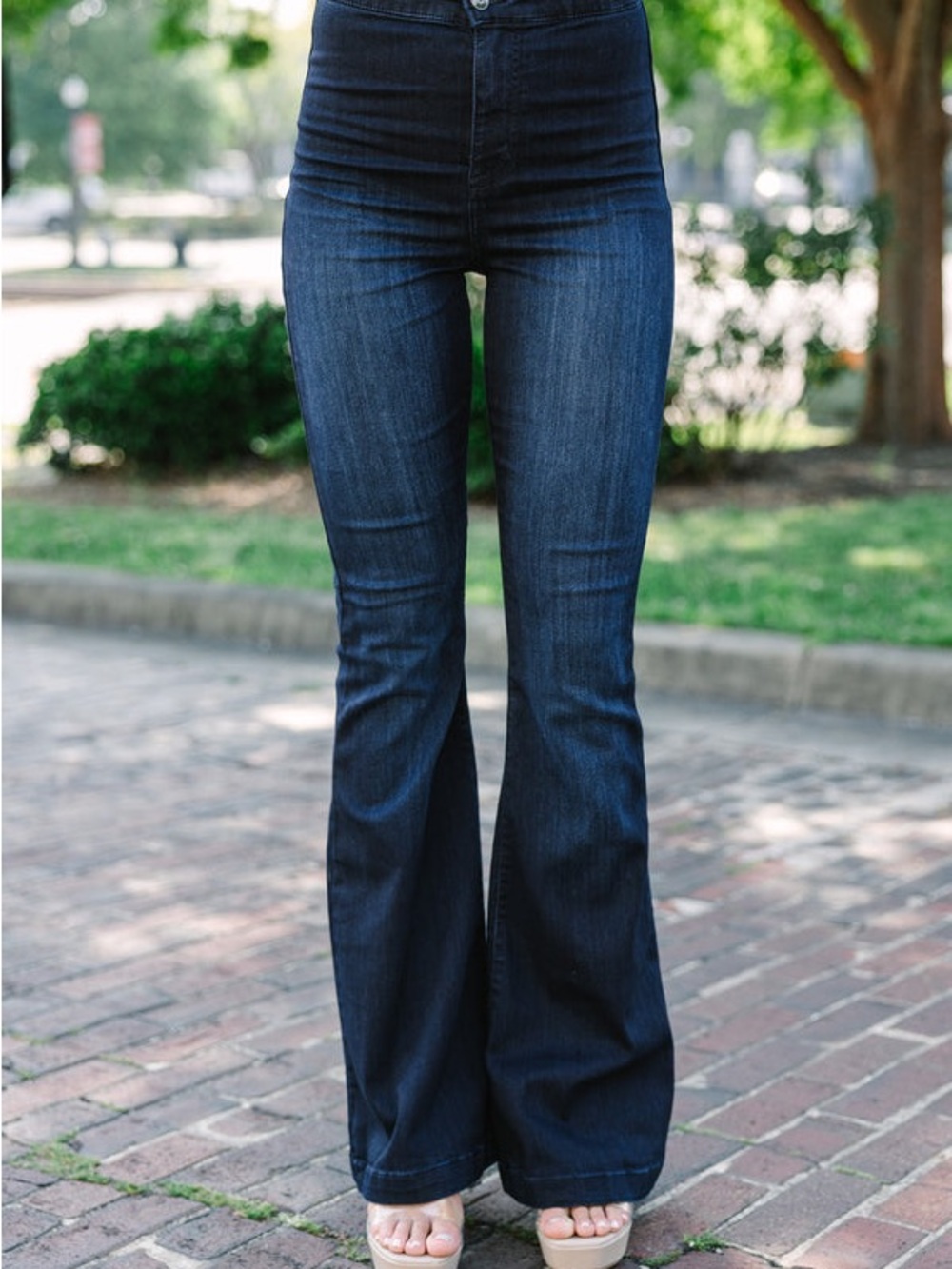 High-Rise Dark Indigo Flare Jeans for Women EUC